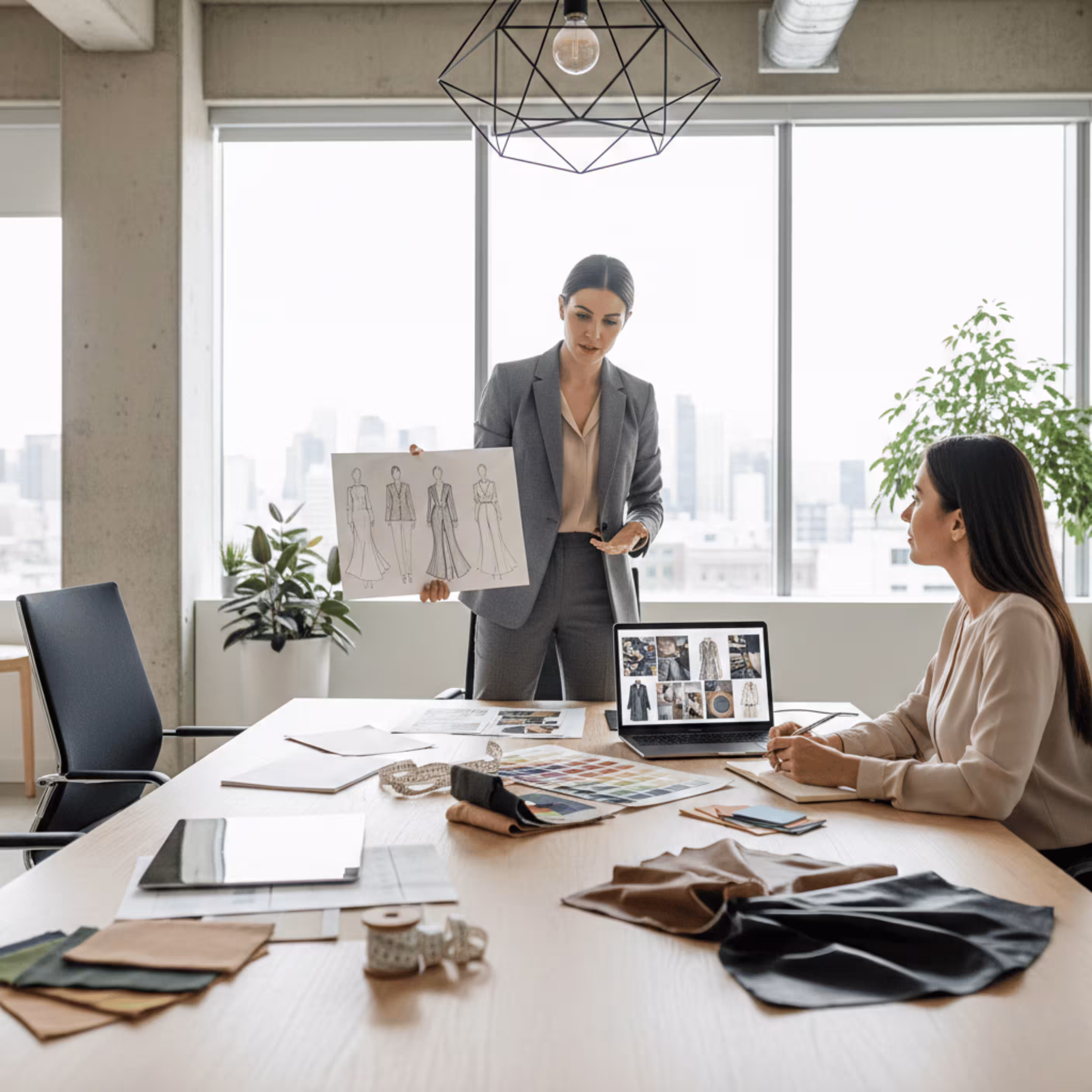 Ofis ortamında müşteri ile yapılan tasarım toplantısı